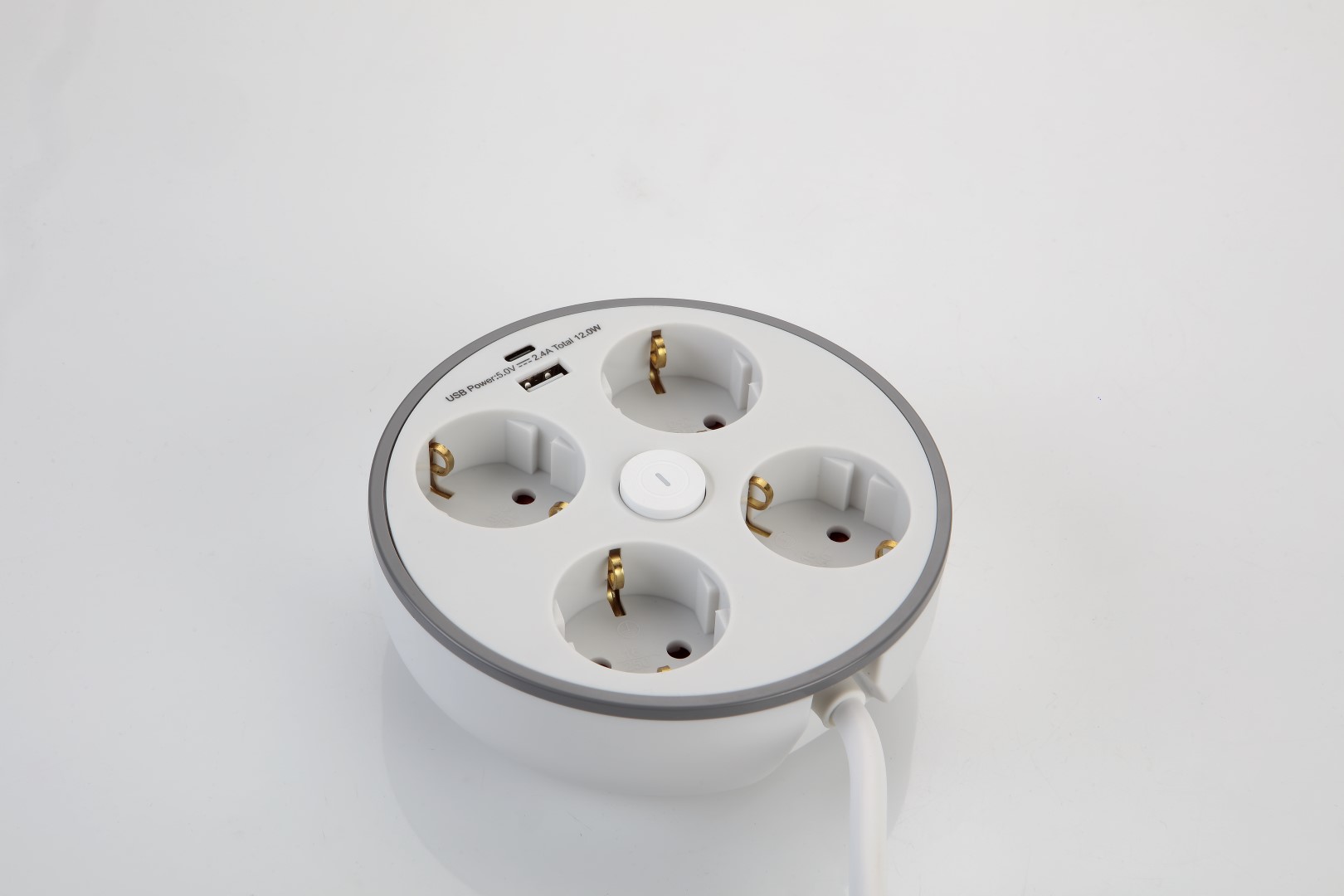 Base Múltiple Redonda 4 Enchufes - USB